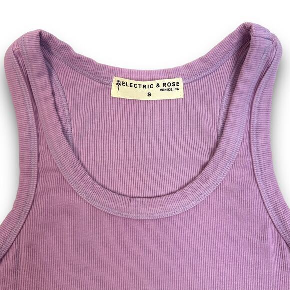 NEW Electric & Rose Racerback Ribbed Tank Top Lavender Stretch Cotton Small - Picture 3 of 7